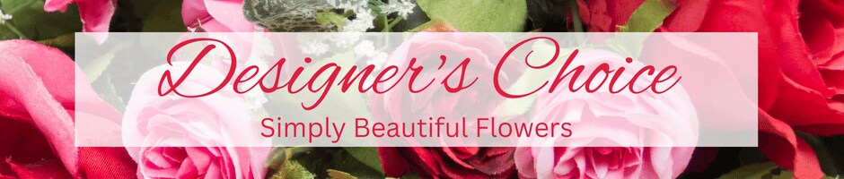 red flowers with words Designer's Choice
